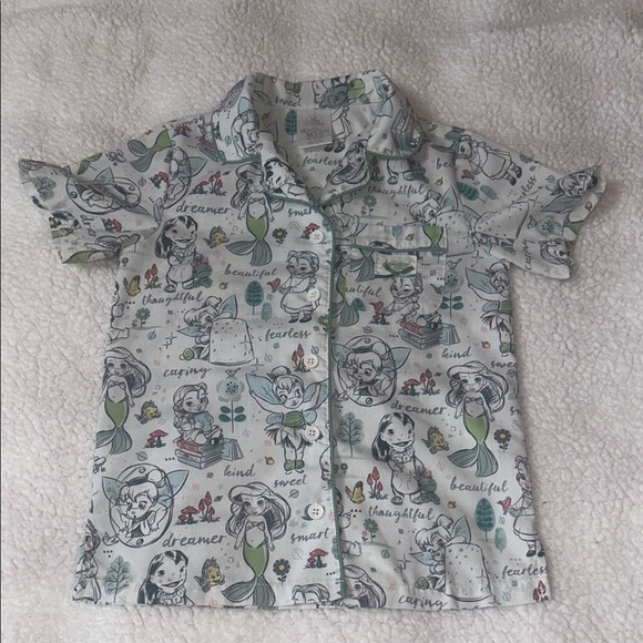 Disney Green and White Cartoon Button Down Shirt - Picture 1 of 11